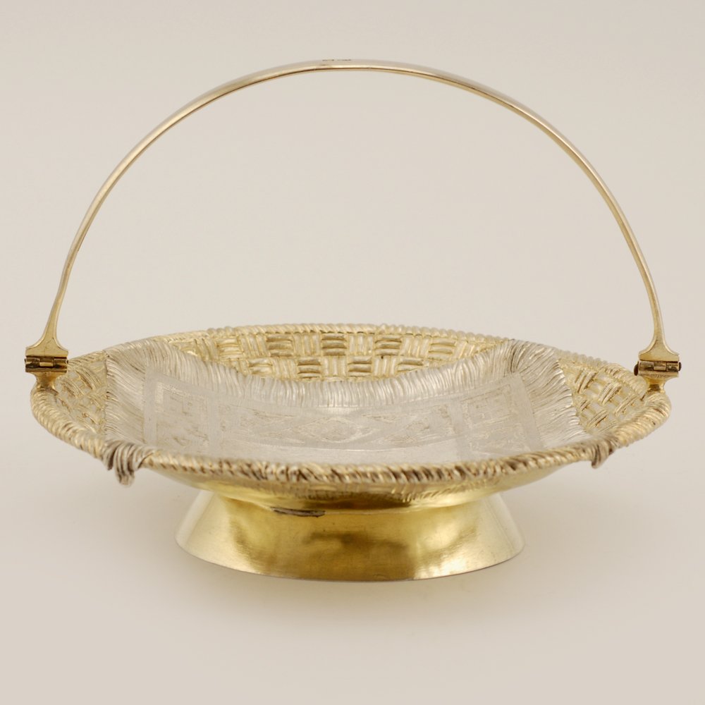 A Russian parcel gilt silver trompe l'oeil basket (1 of 4)