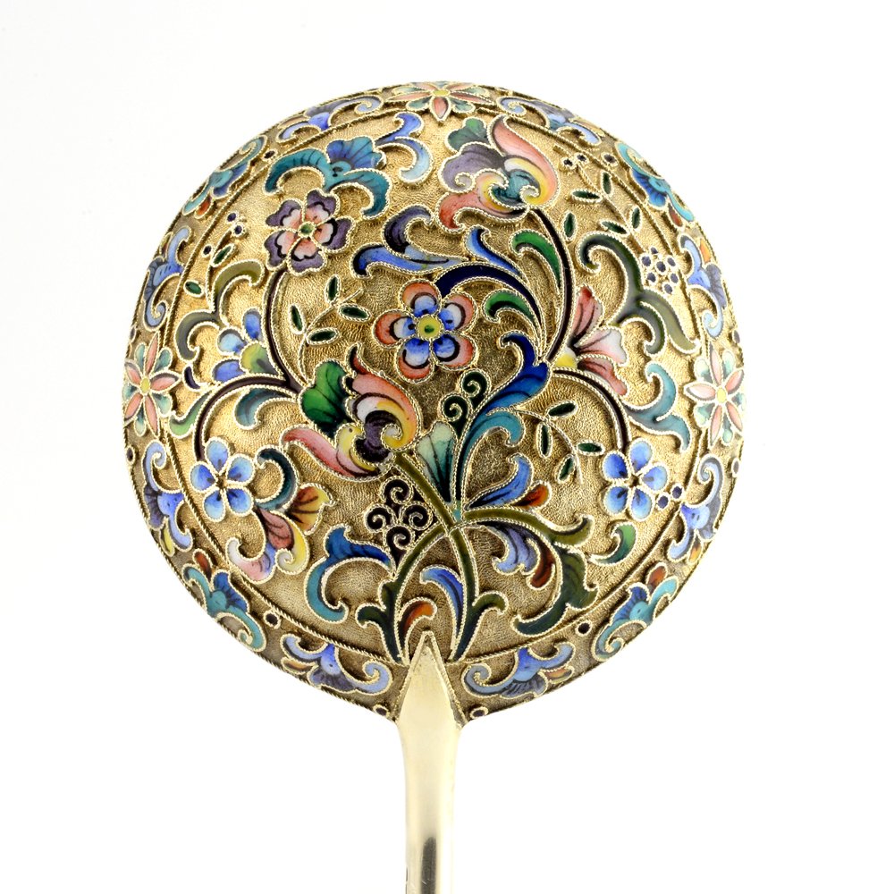 A Russian shaded cloisonné enamel serving spoon (1 of 4)