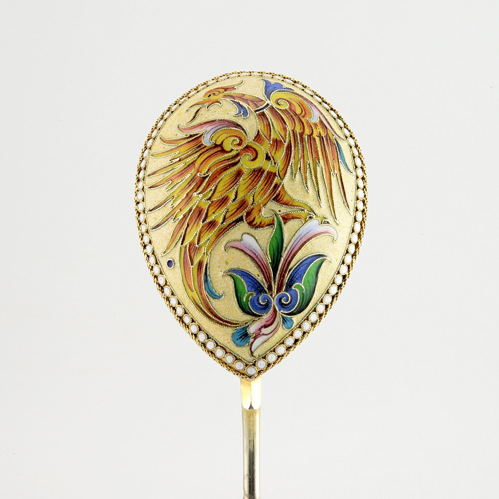 A Russian shaded cloisonné enamel serving spoon (1 of 4)