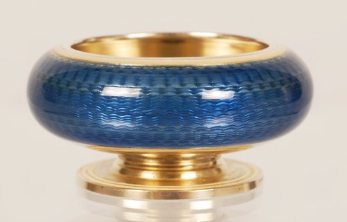 A Russian guilloché enamel open salt, ca1908-17 (1 of 3)