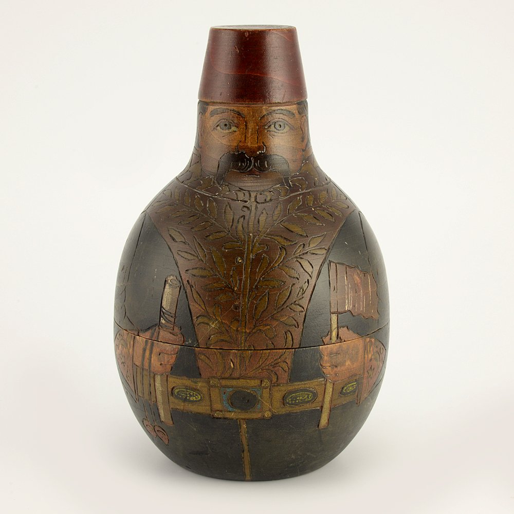 A Russian kustar art Ottoman figural box, ca1915 (1 of 3)