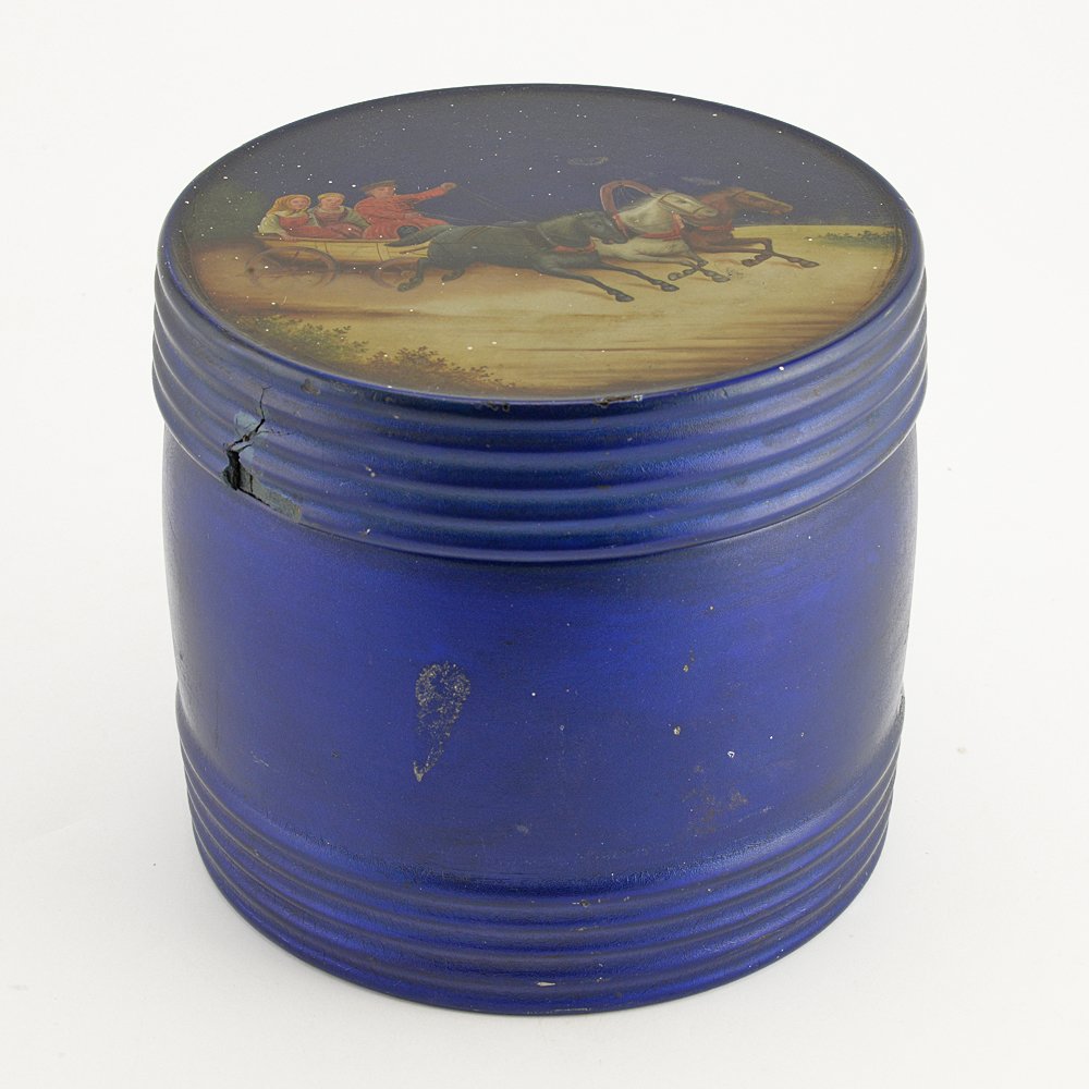 Rare Russian blue lacquer tea caddy, Vishnyakov, c1875 (1 of 5)