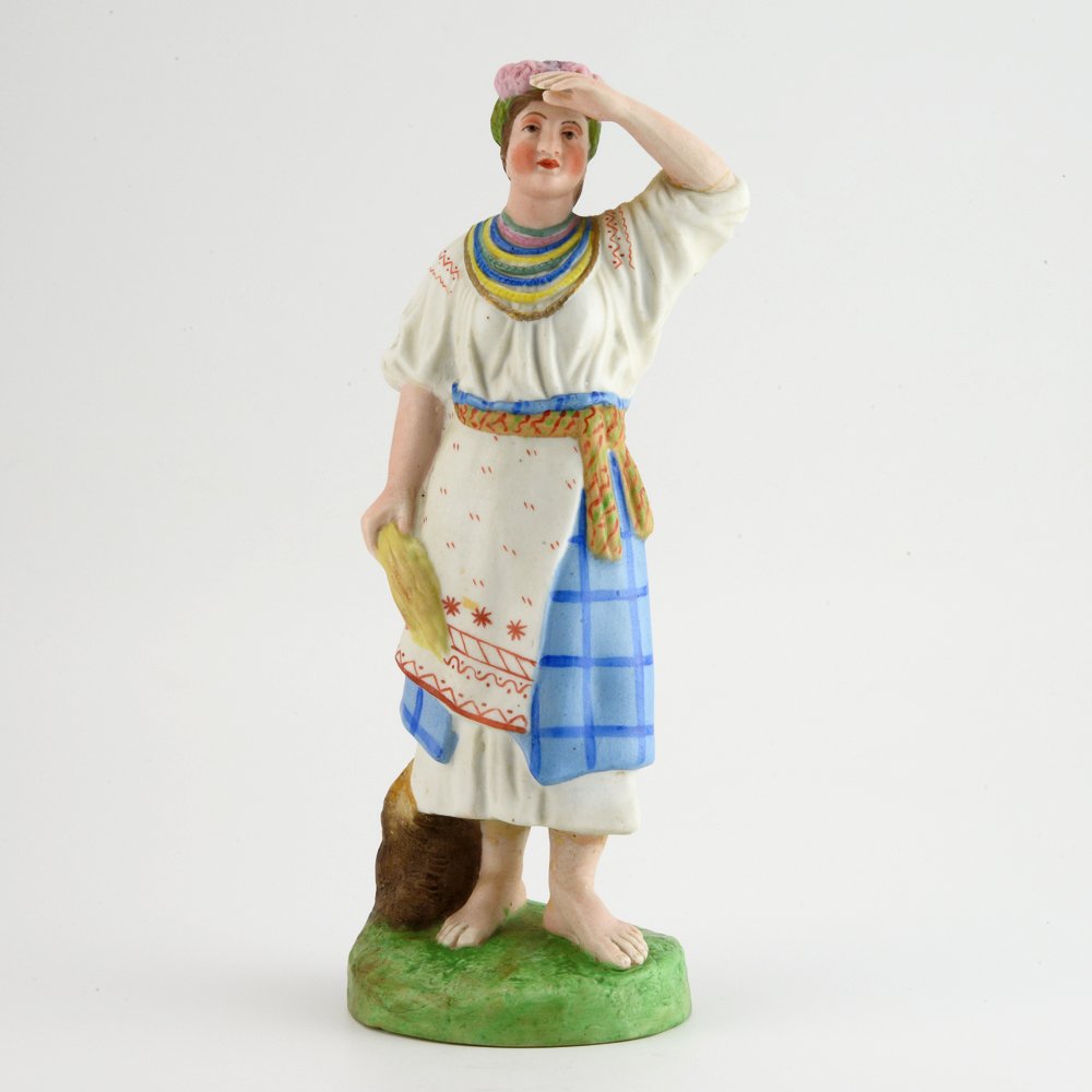 A Russian Gardner bisque figure of a Ukrainian maiden (1 of 7)