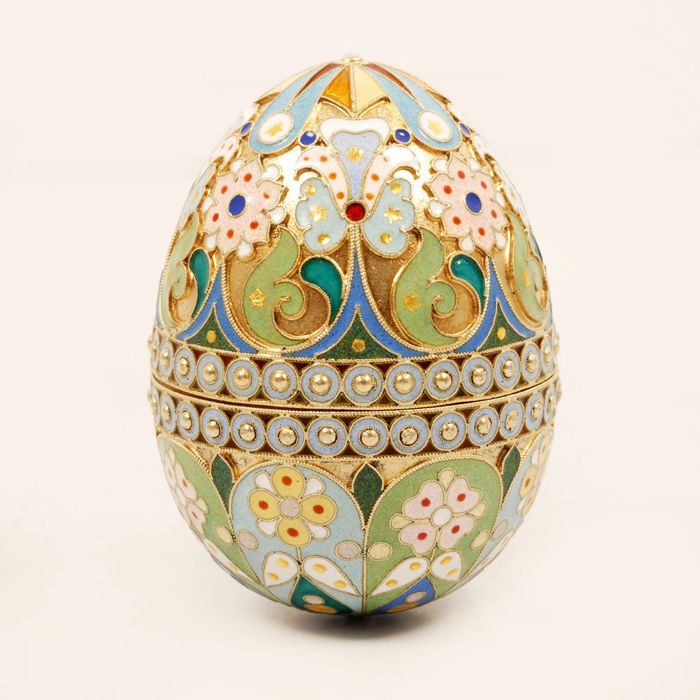 An Ovchinnikov shaded enamel Easter egg, c1899-1908 (1 of 6)