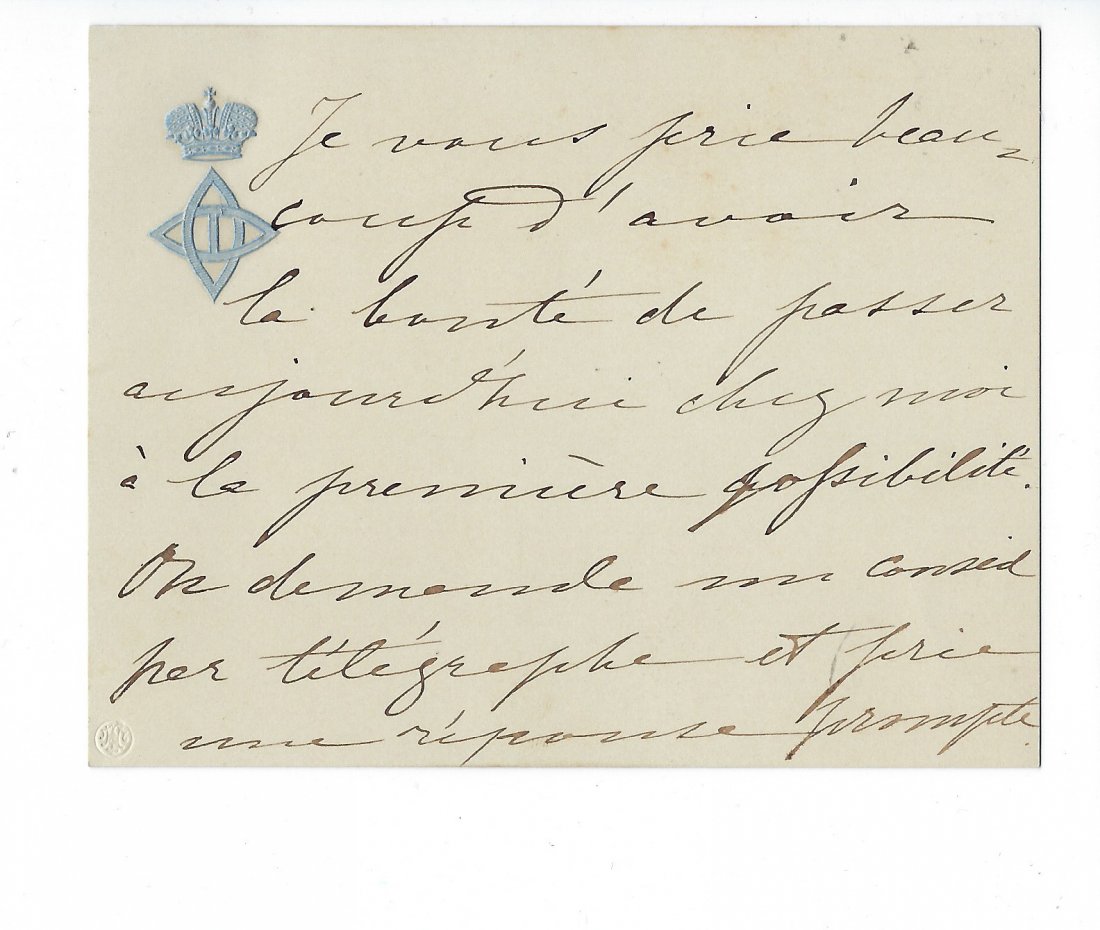 Grand Duchess Olga Feodorovna: An autographed letter (1 of 2)