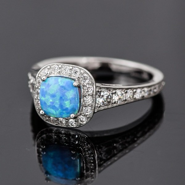 Sterling Silver Opal Halo Ring (1 of 4)