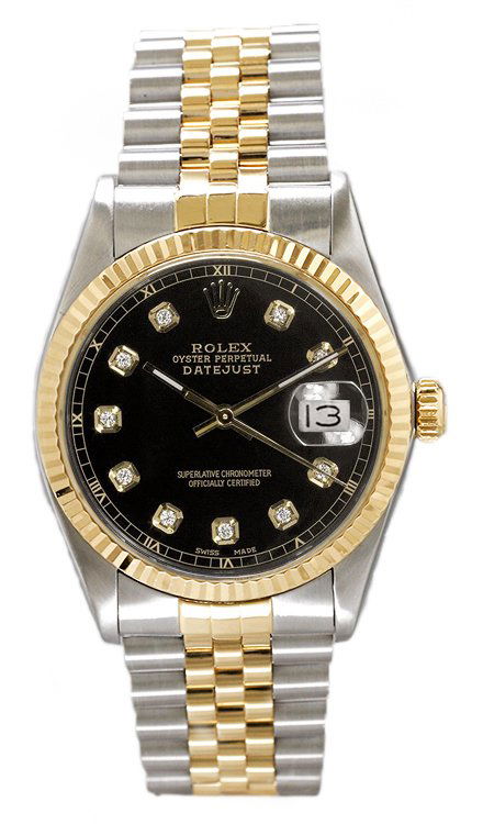 Preowned Rolex Datejust Custom Black Diamond Dial (1 of 1)