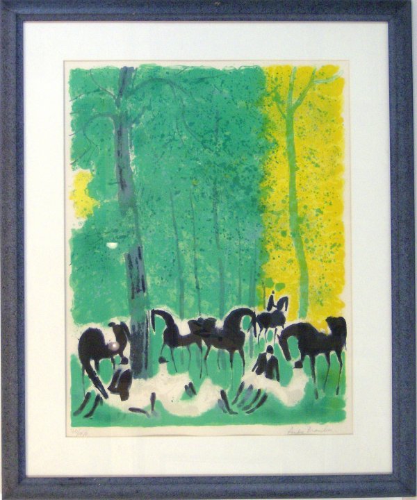 ANDRE BRASILIER - S/N LITHO (French 1929-2004): "Landscape with Horses" Signed and numbered lithograph, 28" x 22" CONDITION: VERY GOOD