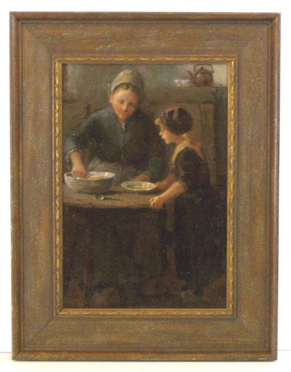 BERNARD POTHAST - Attr. to - OIL (Dutch 1882-1966): "Mother and Child" Oil on Canvas, laid on panel 15.5" x 10.5" Attributed to Bernard Pothast, not signed CONDITION; VERY GOOD