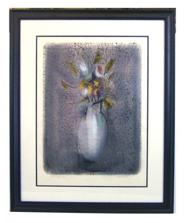 PAUL MAXWELL - FLOWER - LITHOGRAPH (Amer 20th Cent: Flower Piece Signed Lithograph - 24 x 18 - CONDITION-VERY GOOD