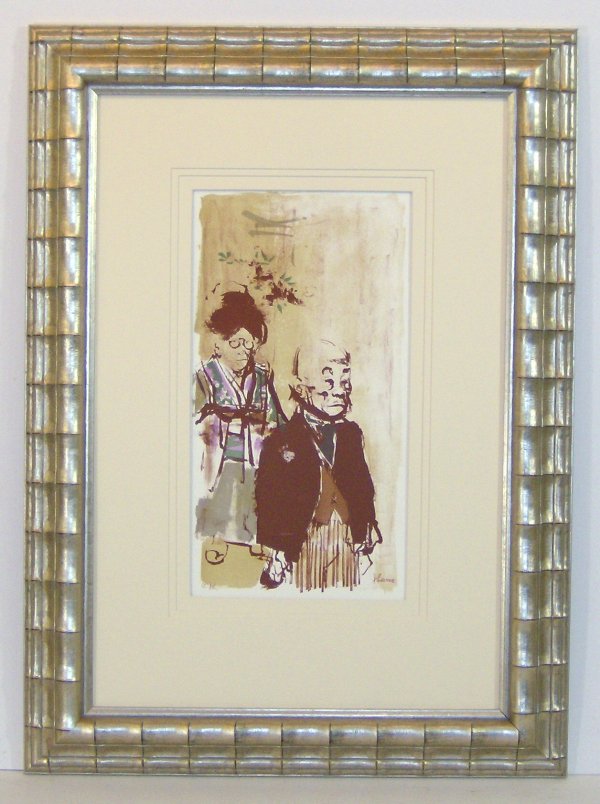 JACK LEVINE-LITHOGRAPH-GENTLEMEN (Amer 1915-?): "Gentlemen" Lithograph - 15 x 8.5 - CONDITION-VERY GOOD