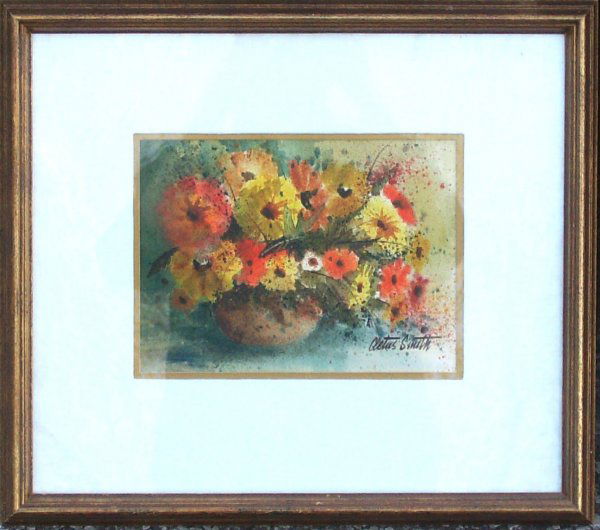 Cletus Smith - Flowers - Watercolor (Amer 20th): "Flowers" Signed Watercolor - 7 x 9