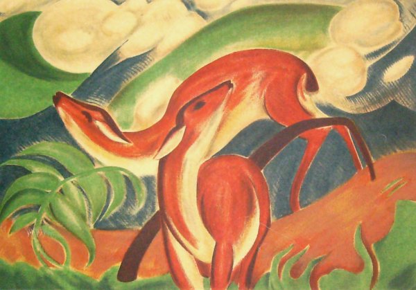 Franz Marc-Deer-Old Rare Serigraph (: "Deer" Old Rare Serigraph