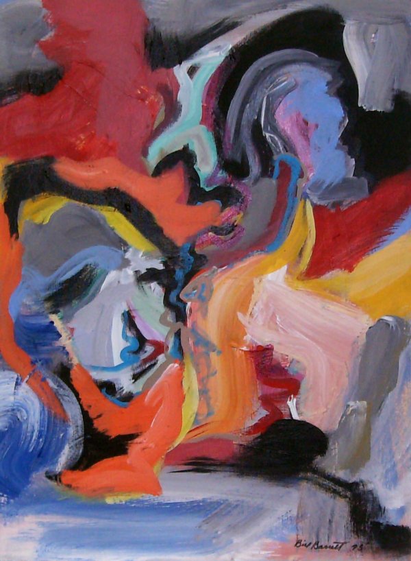 Bill Barrett - Abstract - Oil (b. 1934): "Abstract" Signed Oil on Canvas - 24 x 18