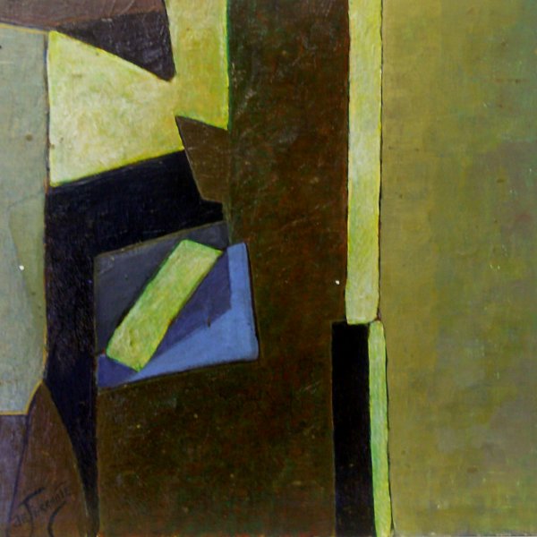 Mario de Ferrante - Abstract-Oil (1898-1992): "Abstract" Signed Oil on board - 23.75 x 23.75
