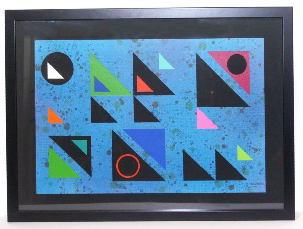 JJ McVicker - Mixed Media Abstract: "Abstract Geometric Shapes" Signed Mixed Media - 15 x 21