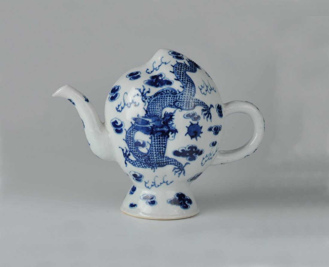 Chinese Blue & White Porcelain Teapot with Dragon (1 of 4)
