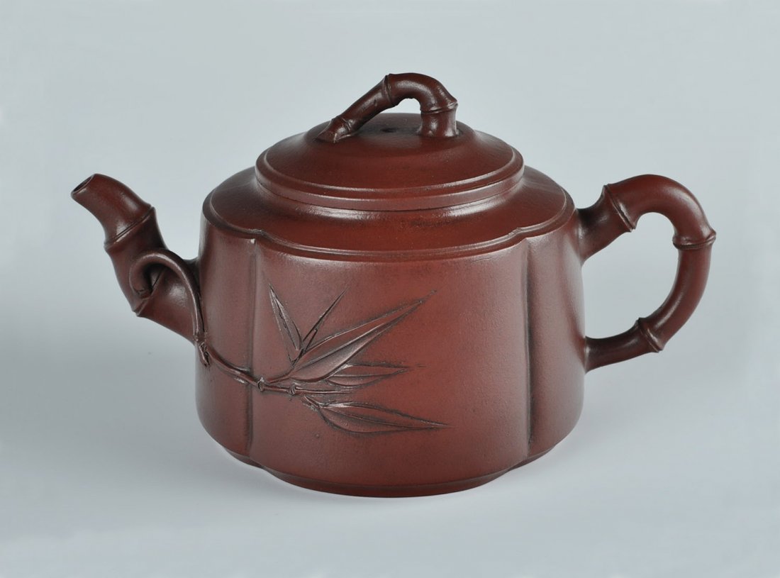 Chinese Bamboo Carving Yixing Zisha Teapot (1 of 7)