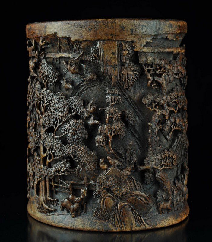 Chinese Carved Bamboo Brush Pot (1 of 9)