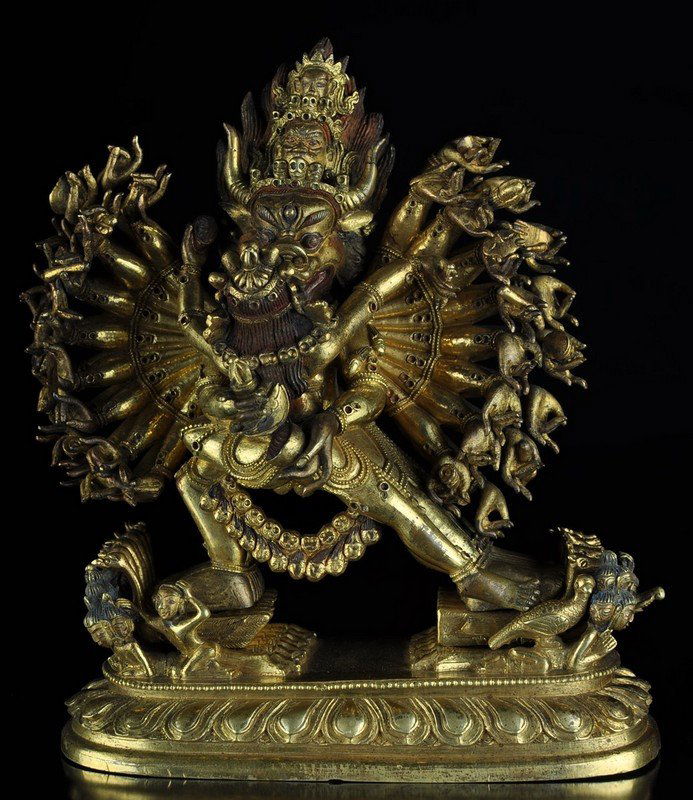 Chinese Tibeten Gilt Bronze Figure of Yamantaka (1 of 7)