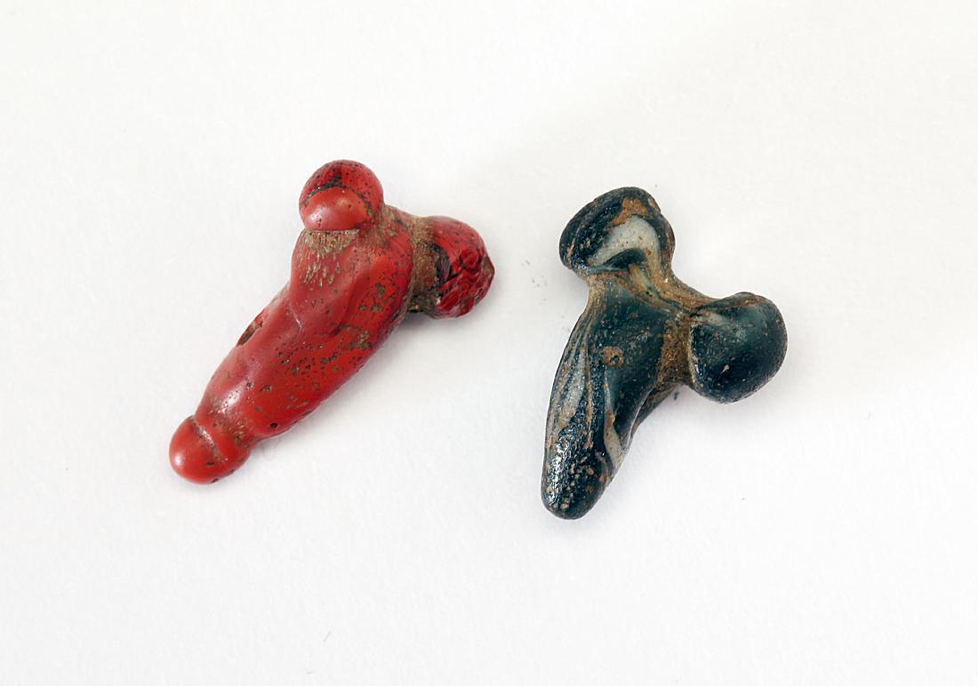 A Group of 2 Egyptian Glass Phallic Amulets (1 of 2)
