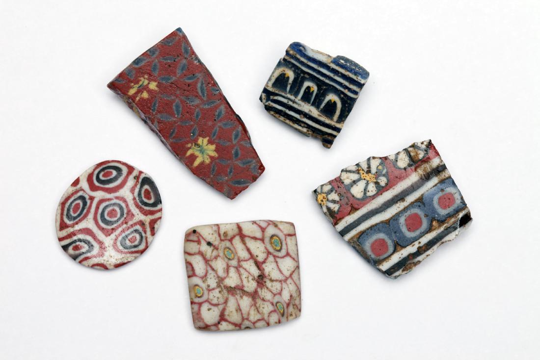 A Group of 5 Egyptian Mosaic Glass Inlay Plaques (1 of 1)