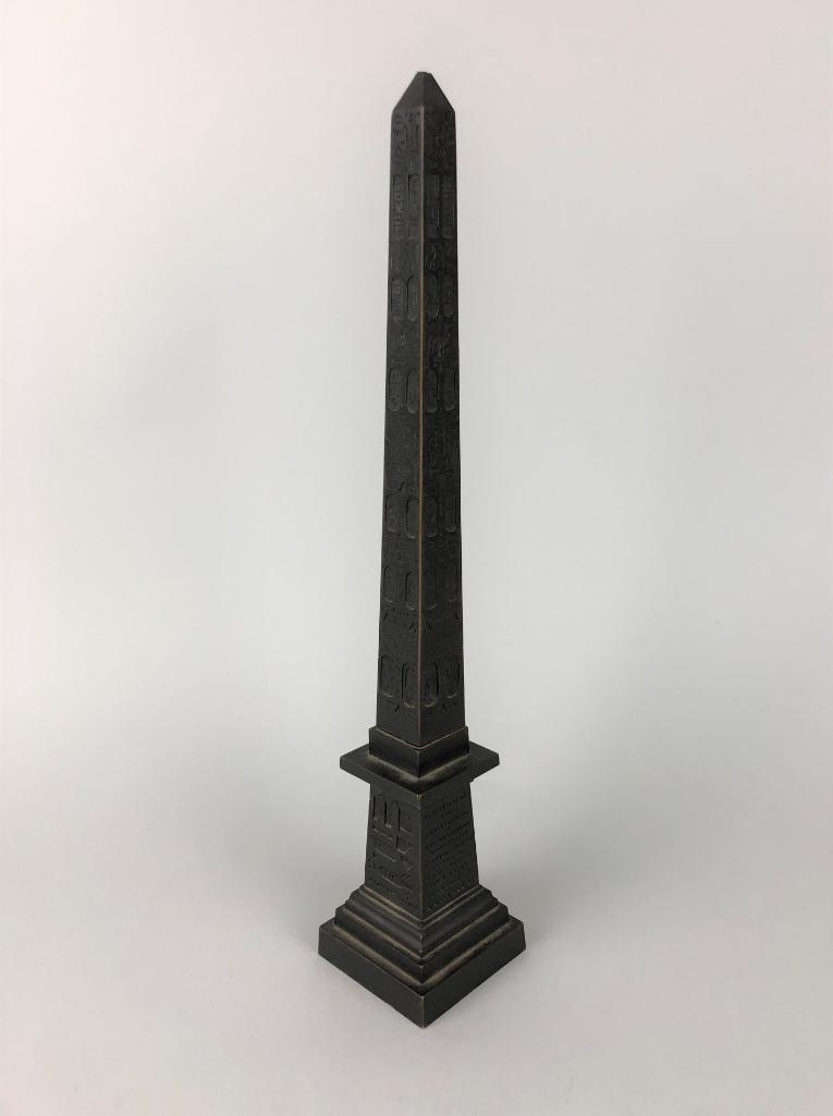 Antique Grand Tour Bronze Luxor Obelisk: Continental, ca. late 19th century. 38.5cm (15.1in) height