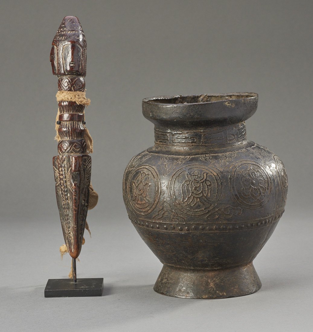 Tibetan Phurba & Bronze Vase (1 of 3)