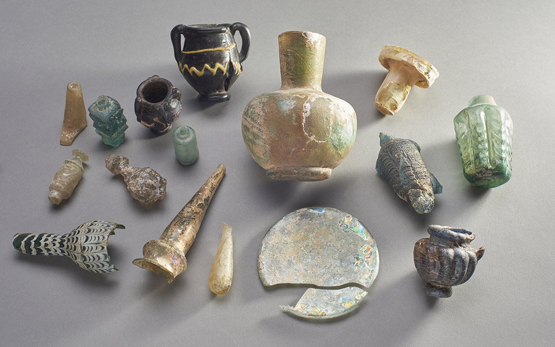 Group of Sixteen Ancient Glass Fragments (1 of 2)