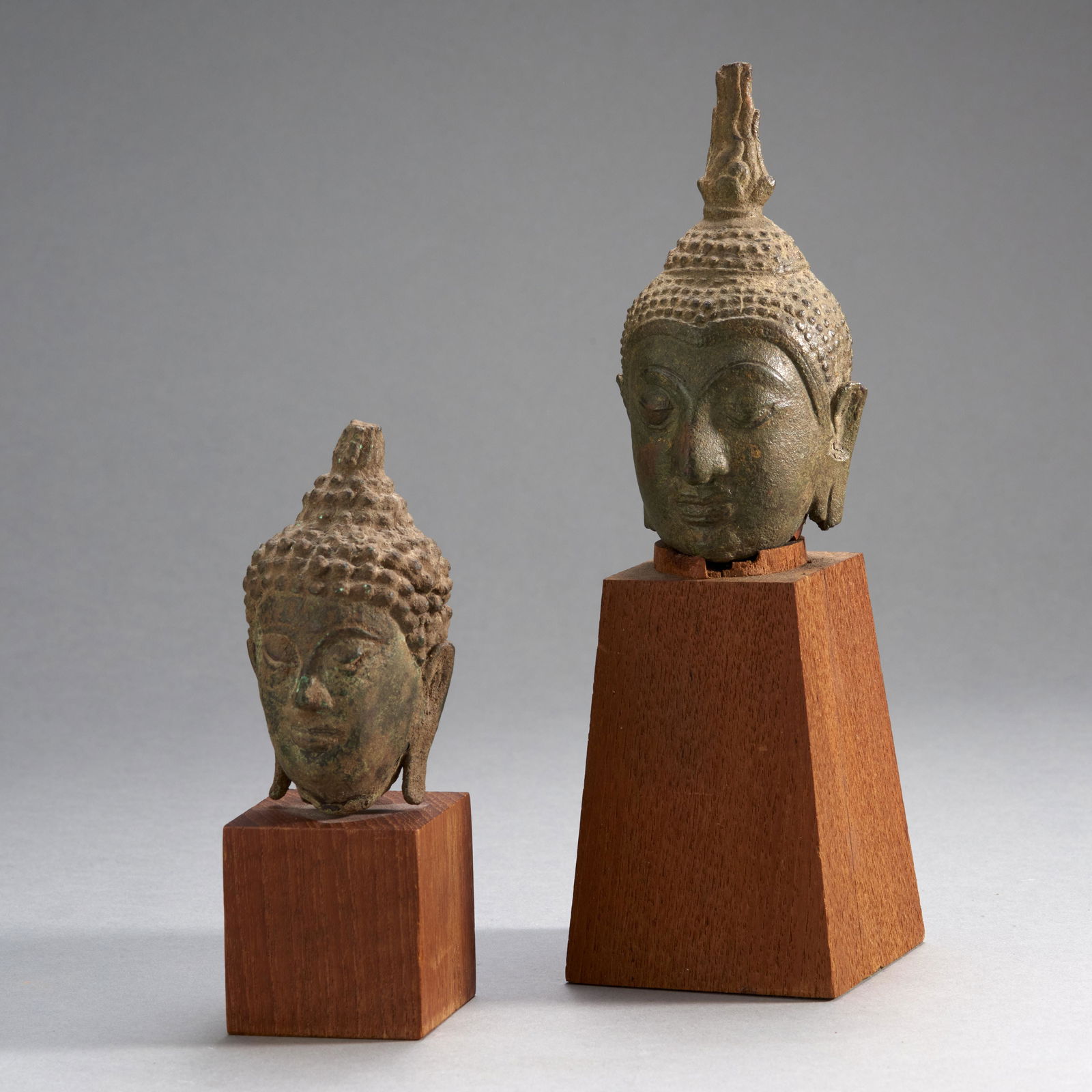 Two Bronze Thai Heads of Buddha (1 of 3)