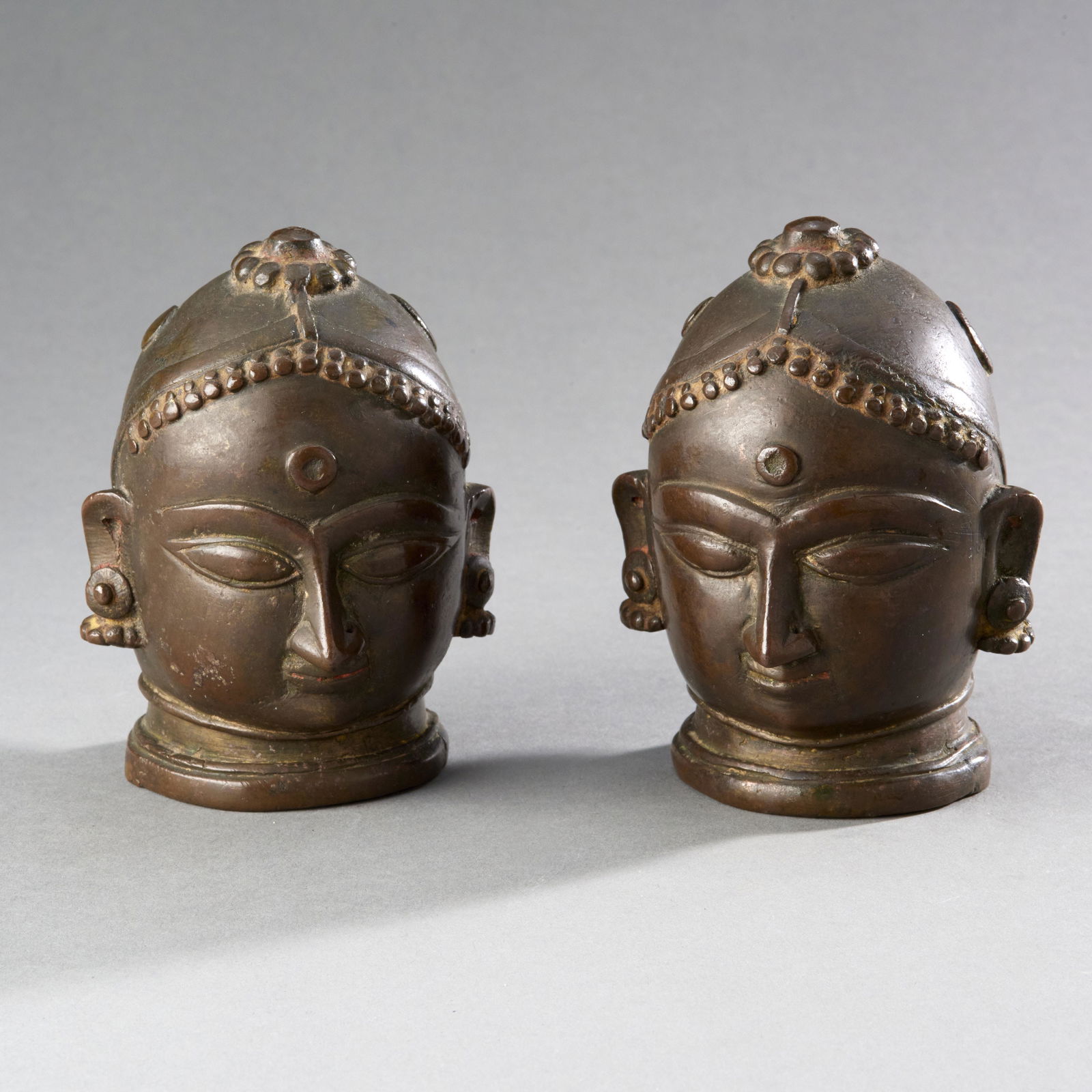Pair of Fine Indian Bronze Heads (1 of 2)