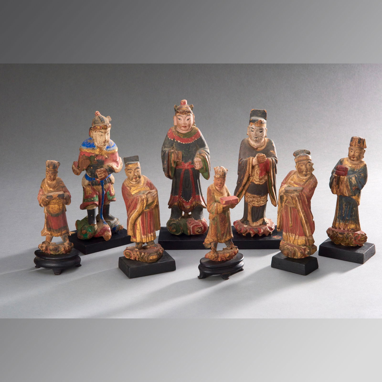 Eight Antique Chinese Wood Figures (1 of 1)