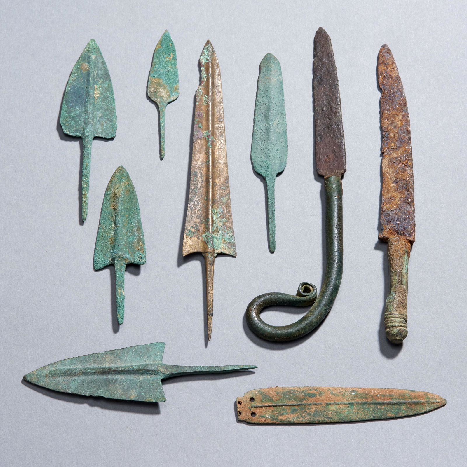 Nine Ancient Bronze Knives & Points (1 of 1)
