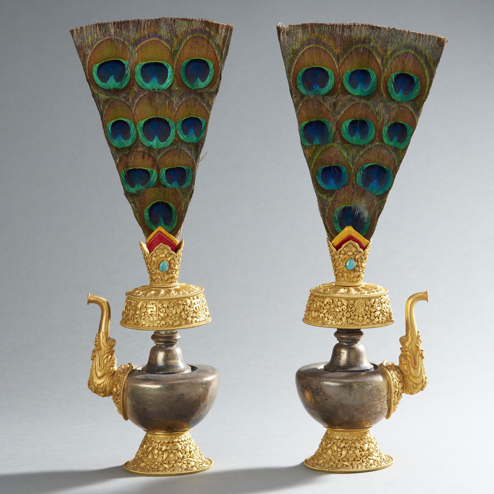 Pair of Tibetan Gilt Silver Ewers (1 of 2)