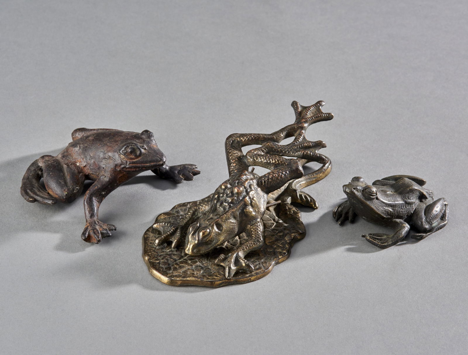 Three Antique Bronze Frogs (1 of 2)