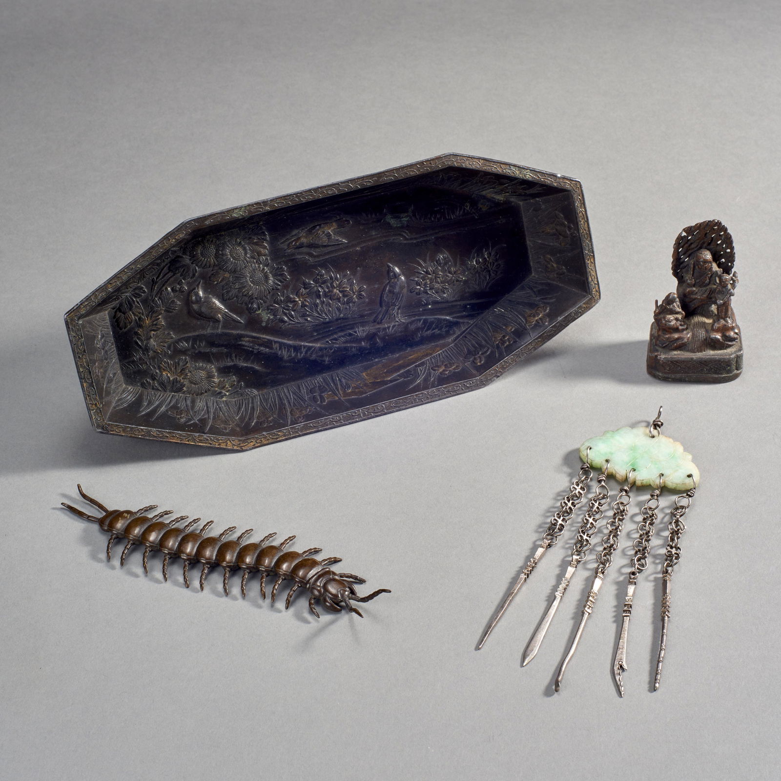 Group of Four Pieces of Asian Metalware (1 of 2)