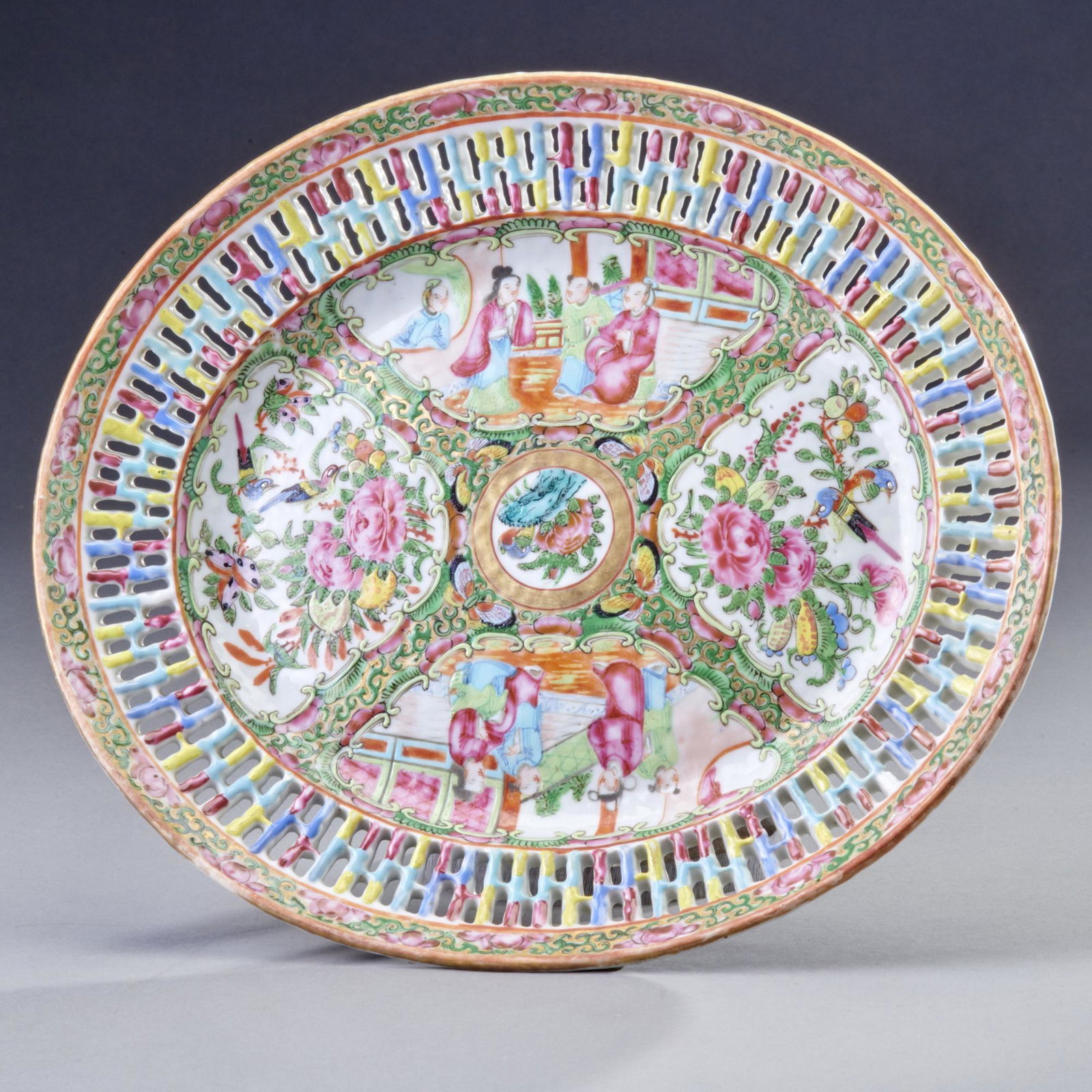 19th Century Chinese Export Rose Medallion Oval Platter (1 of 3)