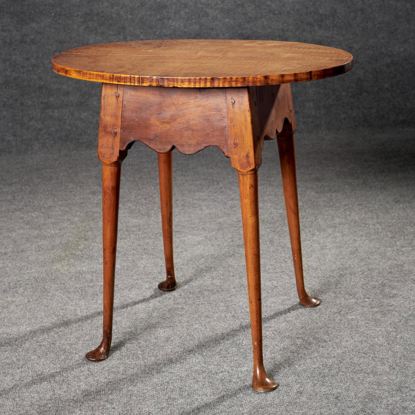 18th Century Queen Anne Figured Maple Oval Top Tavern Table (1 of 7)