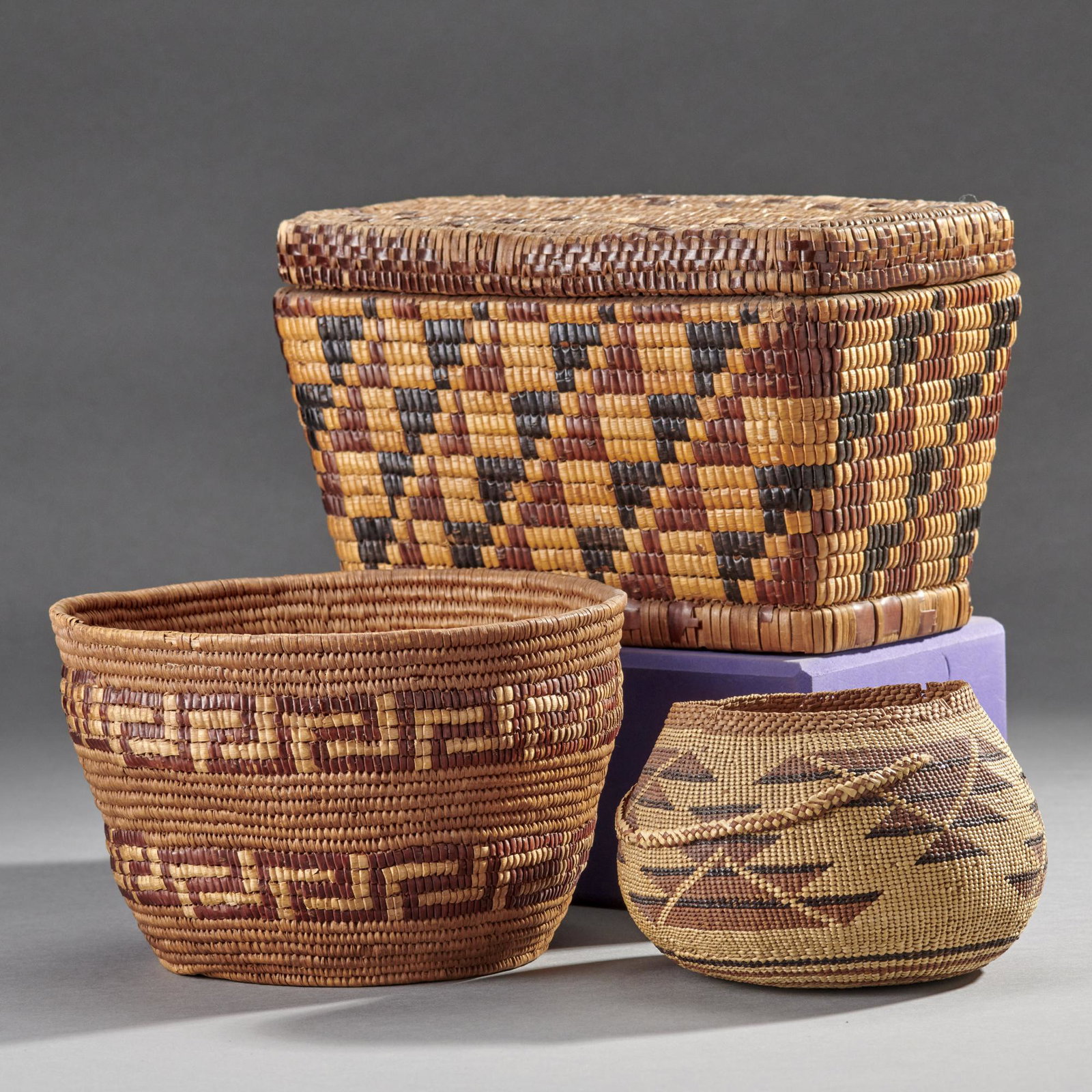 Group Of 3 Native American Baskets, Northern California, C. 1900 (1 of 3)