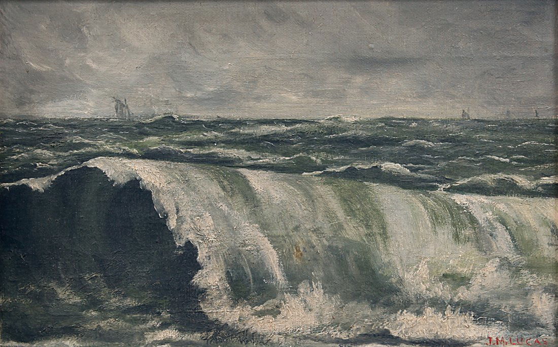 J. M. Lucas O/C Painting of Waves & Sailboats (1 of 4)