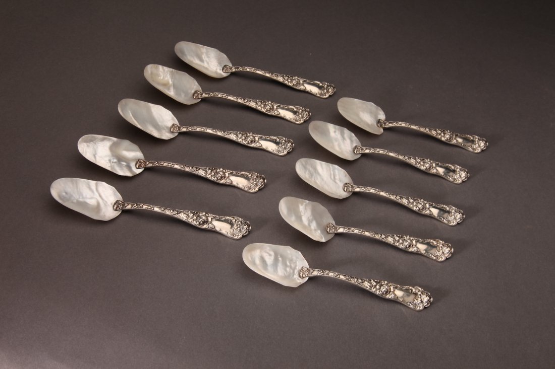 10 Rare Shiebler Sterling Silver MOP Caviar Spoons (1 of 3)