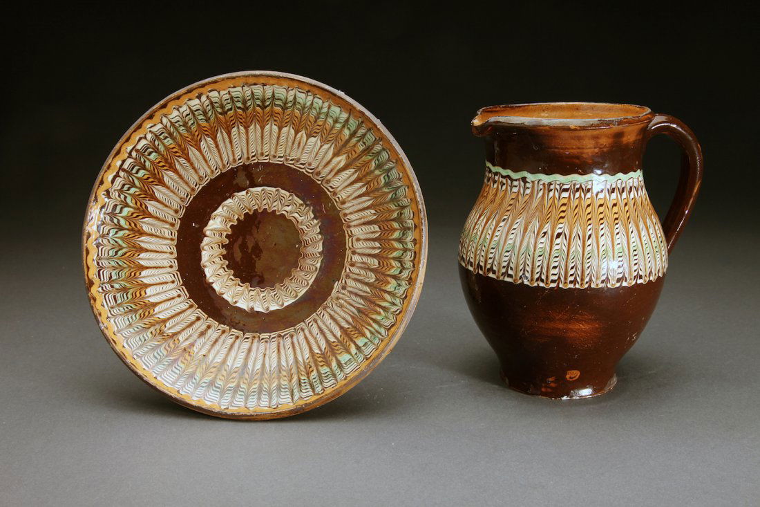 19th Century Mochaware Jug & Underplate (1 of 4)