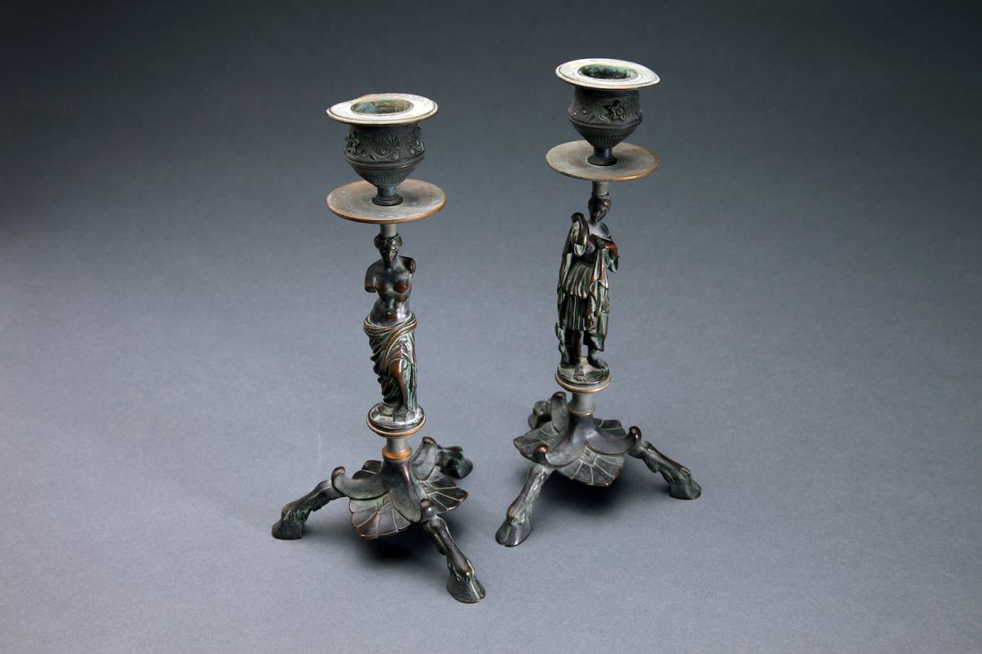 Antique Bronze Grand Tour Figural Candlesticks (1 of 3)
