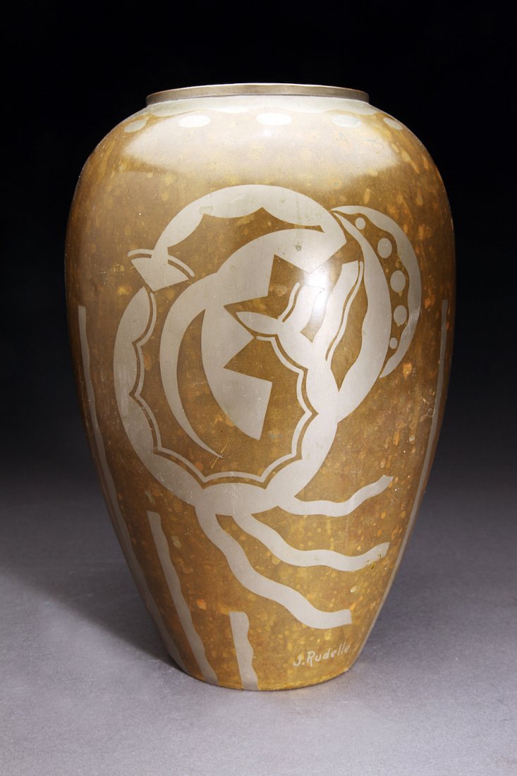 Large French J. Rudelle Art Deco Dinanderie Vase (1 of 2)
