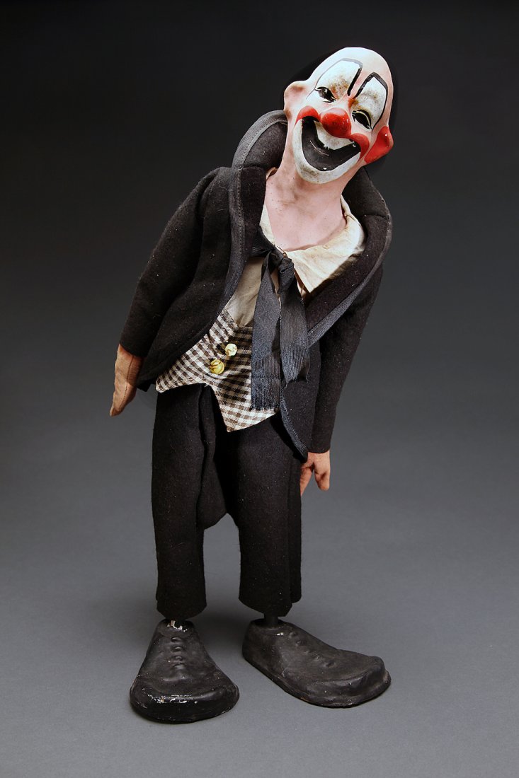 Antique Painted Papier-Mache Clown Doll (1 of 2)