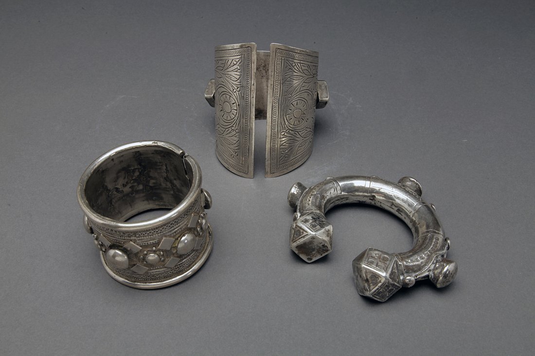 3 Antique Islamic North African Silver Bracelets (1 of 4)