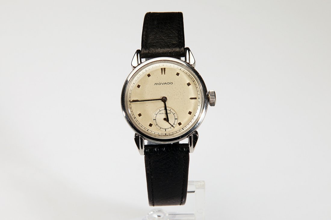 Rare Movado "Anti-Dust" Steel Case Wristwatch: ca. 1960s. All original dial. Triple signed. Model 112 movement, 17 jewels. Dimensions Lug to lug: 40mm Face (not including crown): 30mm