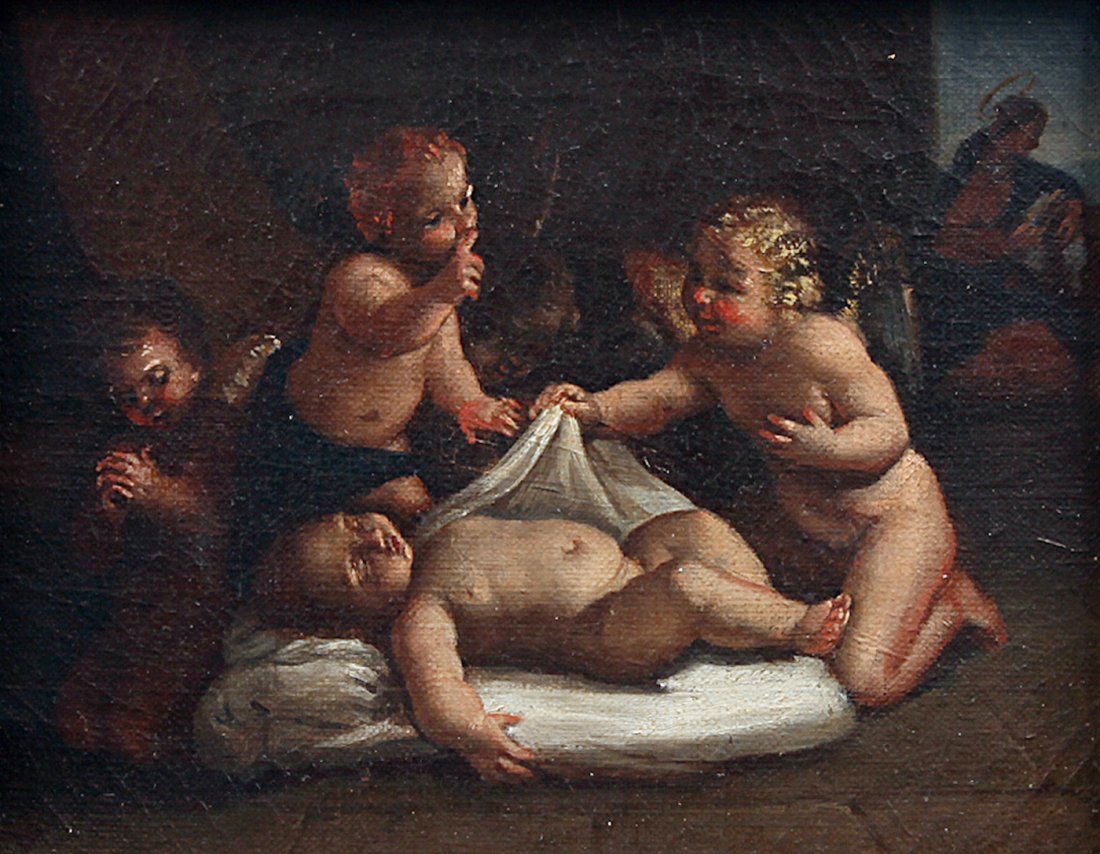19th Century Nativity Scene Painting (1 of 3)