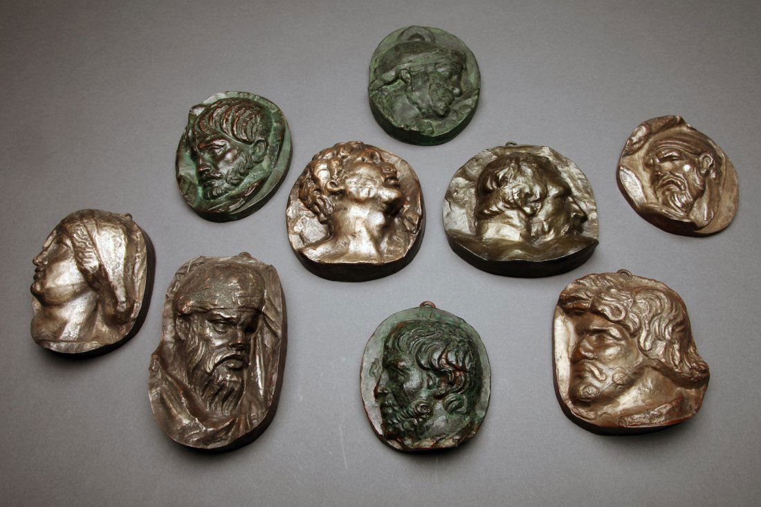9 Antique  Bronze Plaques of Classical Portraits (1 of 2)