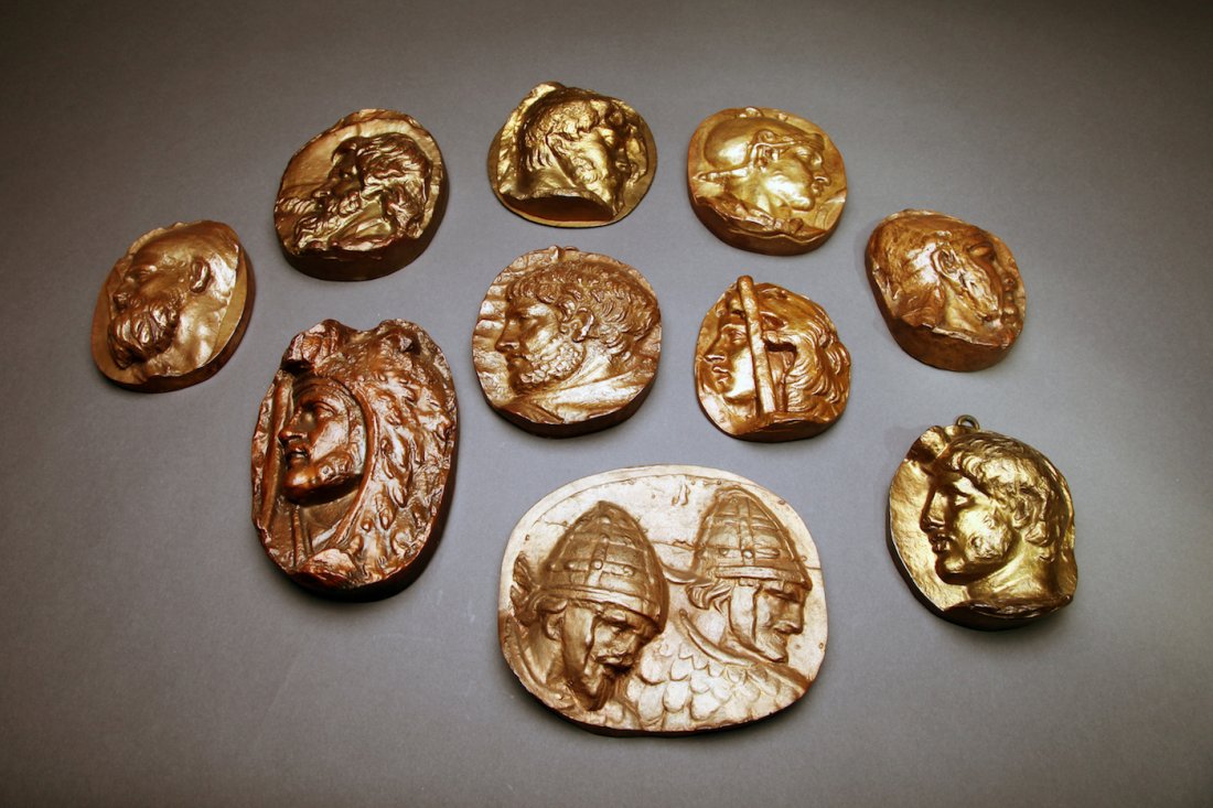 10 Antique  Bronze Plaques of Classical Portrait (1 of 2)